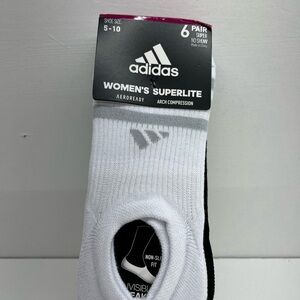 Women’s Adidas Superlite Socks - Gray, White & Black. No Show.